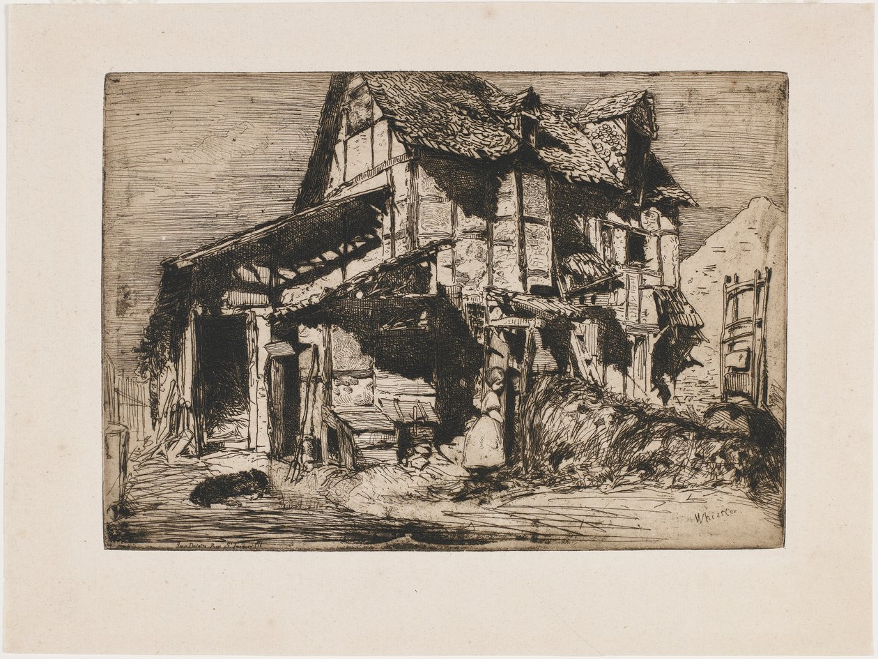 Nebezpečný činžák. Jeden z dvanácti leptů z přírody (francouzský set) od James Abbott McNeill Whistler