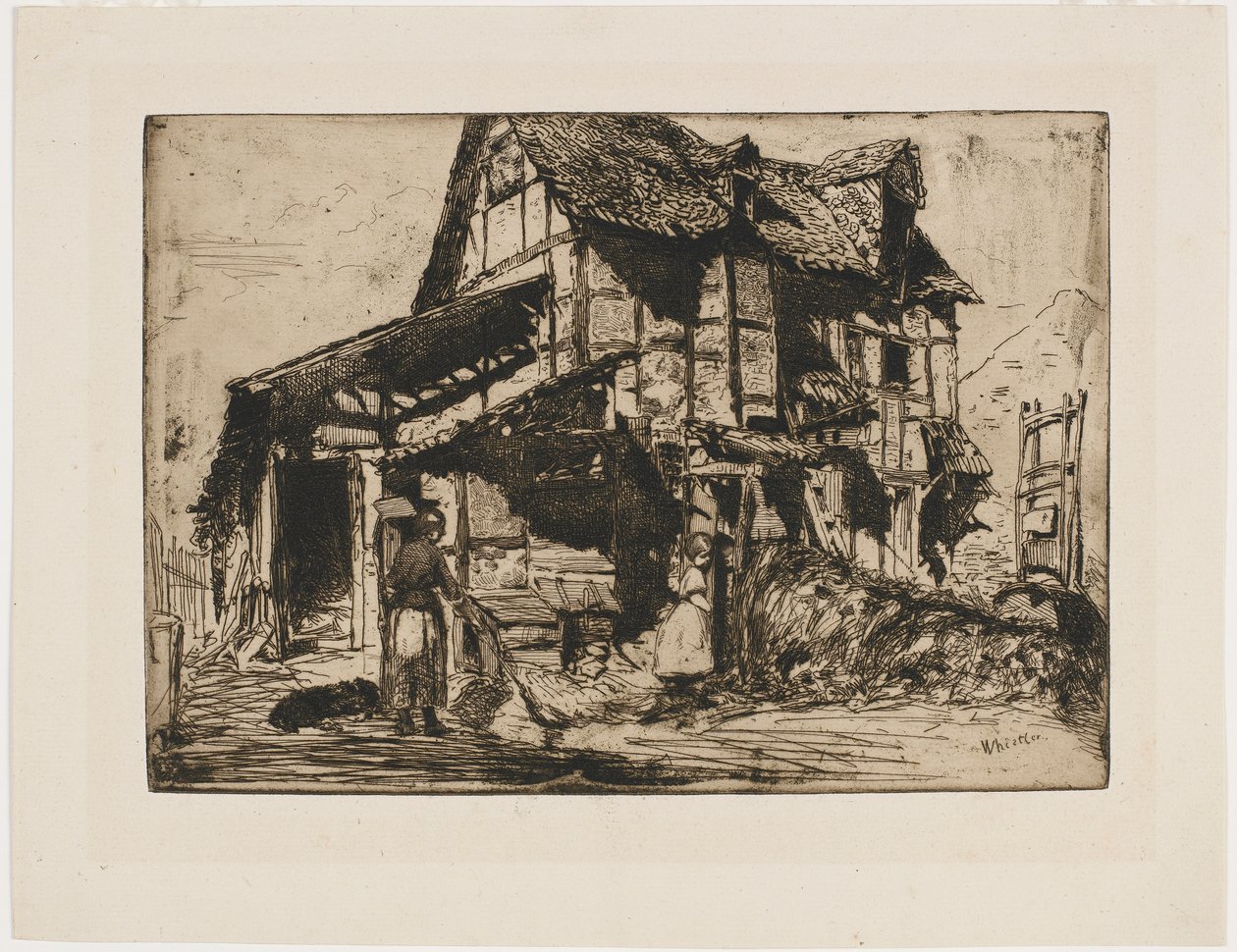 Nebezpečný činžák. Jeden z dvanácti leptů z přírody. (francouzský set) od James Abbott McNeill Whistler