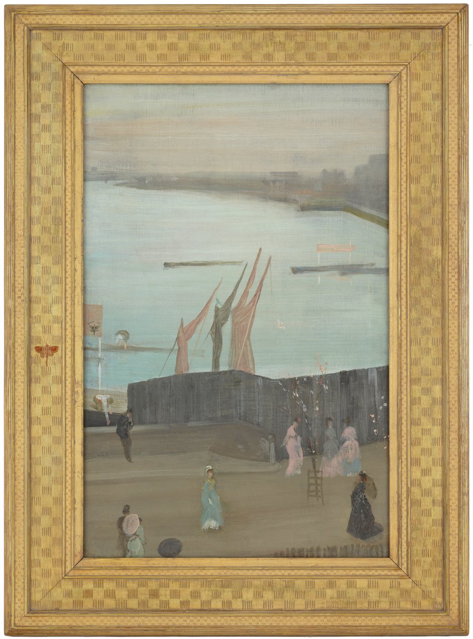 Variace v růžové a šedé: Chelsea od James Abbott McNeill Whistler