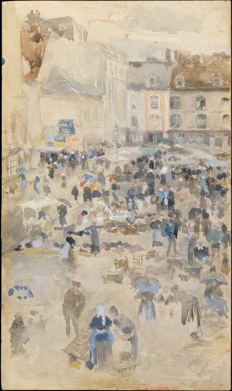 Variace ve fialové a šedé - Tržiště, Dieppe od James McNeill Whistler
