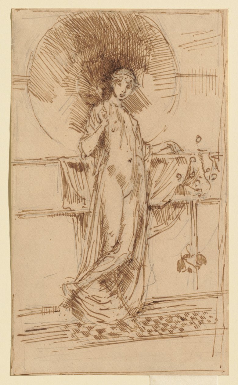 Žena se slunečníkem (skica k dílu „Harmonie v modré a zlaté“) od James McNeill Whistler
