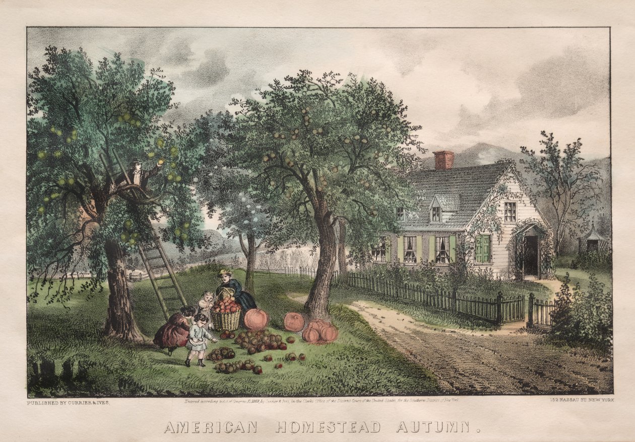 Americká usedlost, podzim od James Merritt Ives