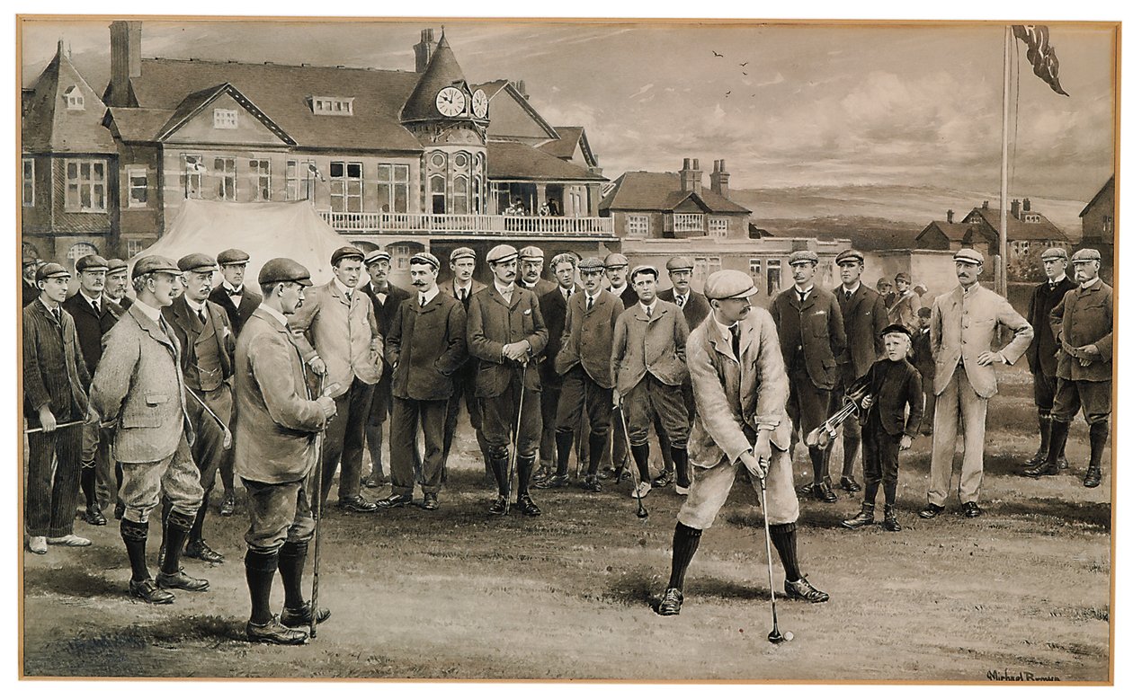 Mezinárodní golfový zápas z roku 1902 (tužka a šedá barva na papíře) (viz také 2413665) od James Michael Brown