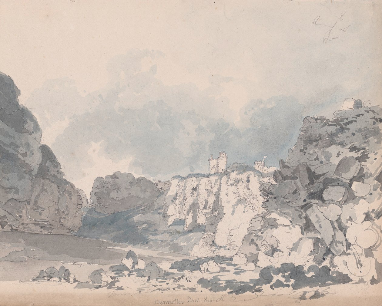 Hrad Dunnottar (wc přes grafit na papíře) od James Moore