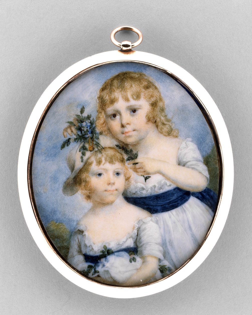 Portrét dvou sester, kolem roku 1795 (akvarel na slonovině od James Nixon