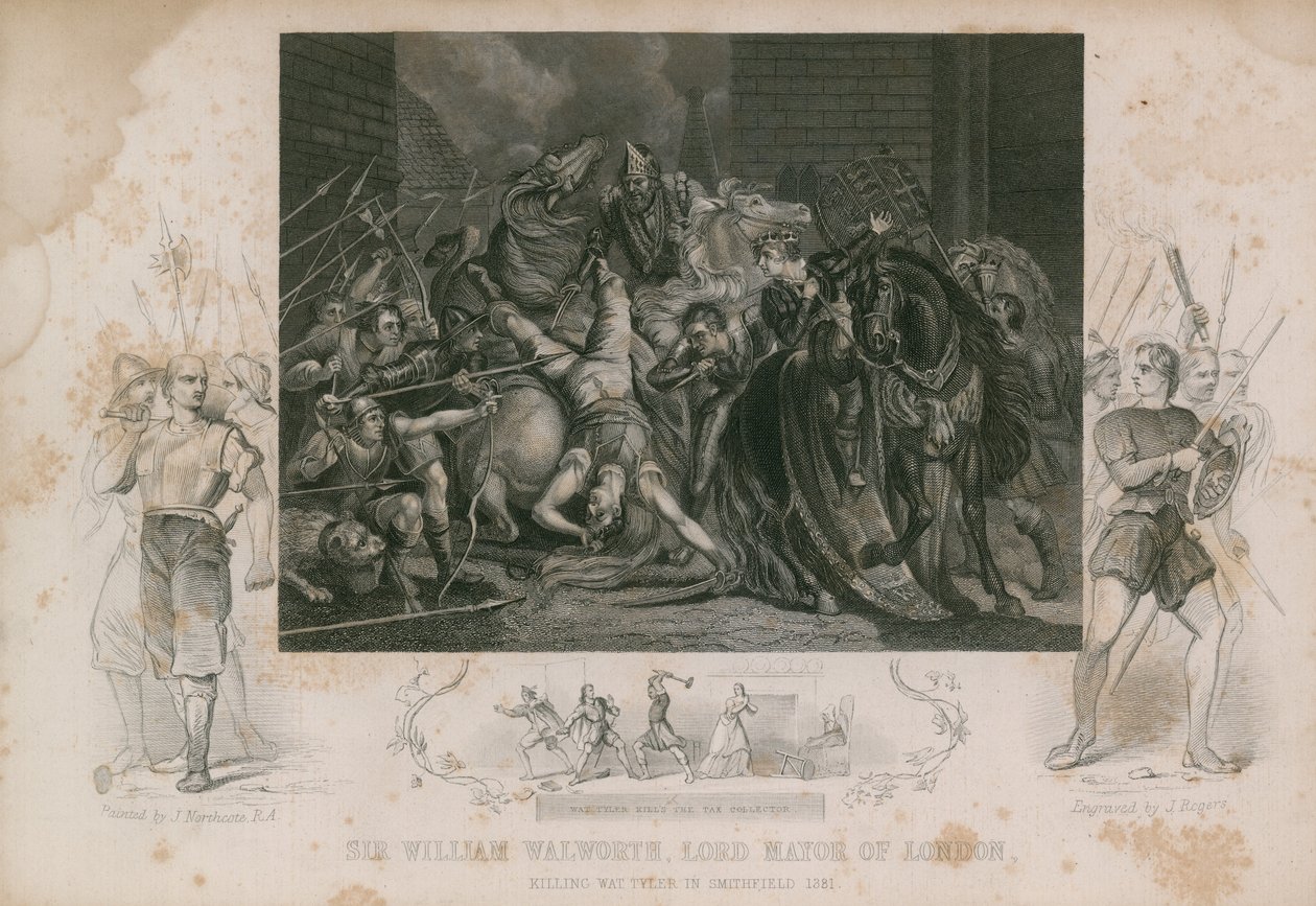 Sir William Walworth, lord starosta Londýna Zabití Wata Tylera ve Smithfieldu (rytina) od James Northcote