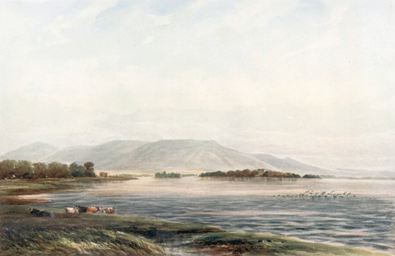 "Lochleven Castle" (barevná litografie) od James Orrock