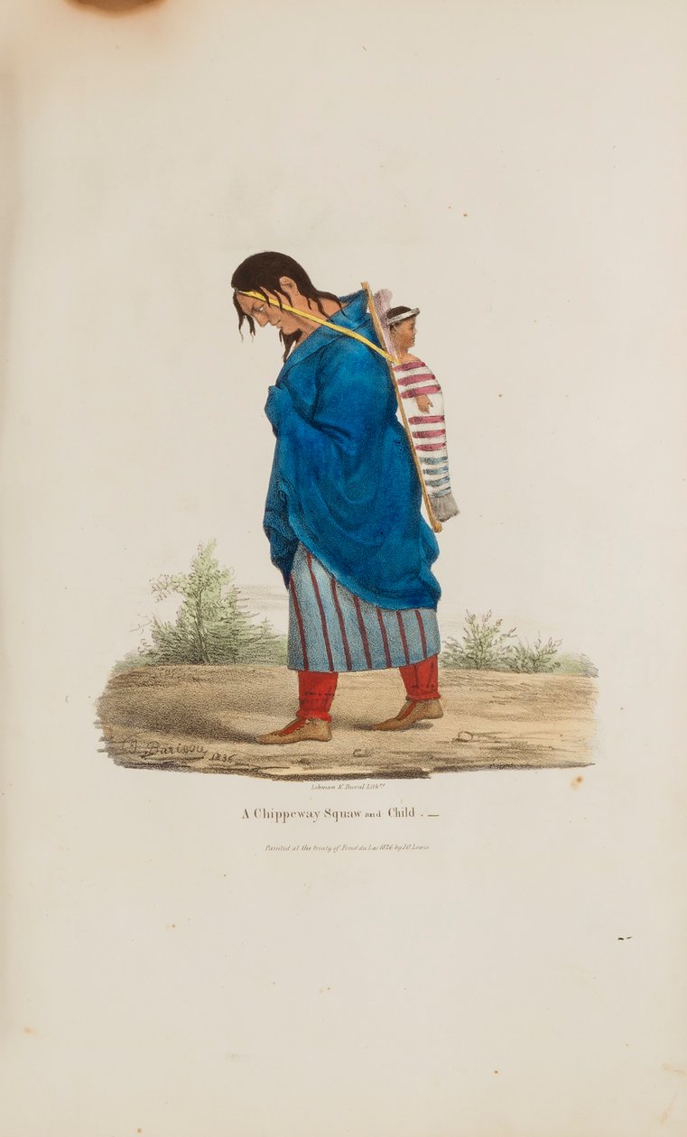 Chippewayská žena a dítě, z portfolia domorodců od James Otto Lewis