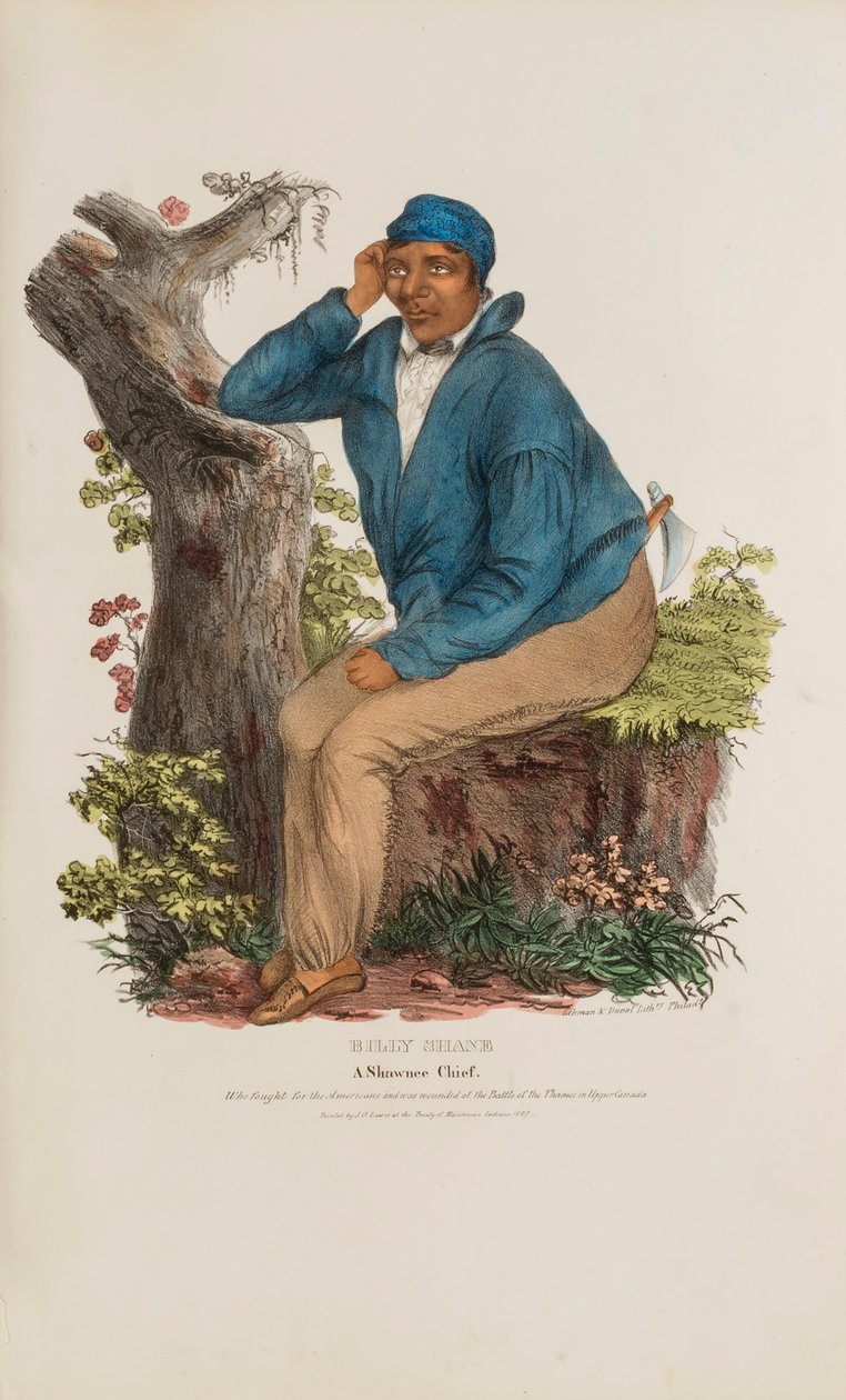 BILLY SHANE; náčelník Shawnee, z The Aboriginal Portfolio od James Otto Lewis