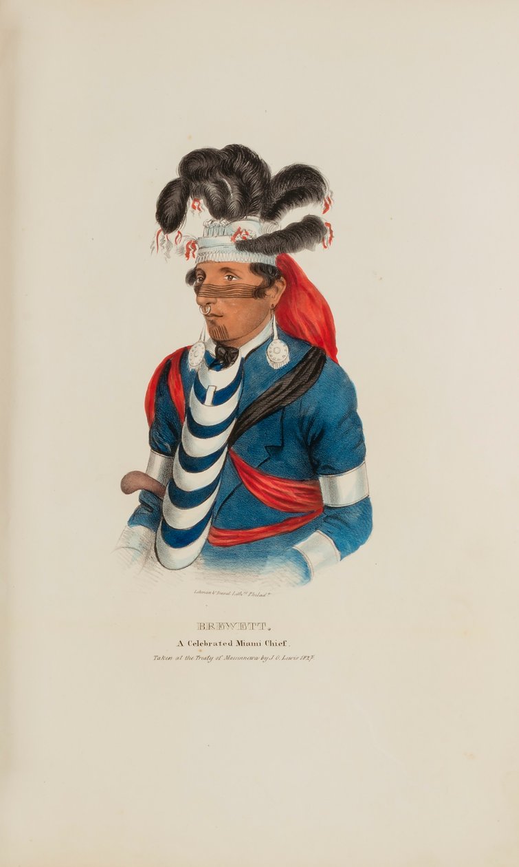 BREWETT; Slavný náčelník Miami Chief, z Aboriginal Portfolio od James Otto Lewis