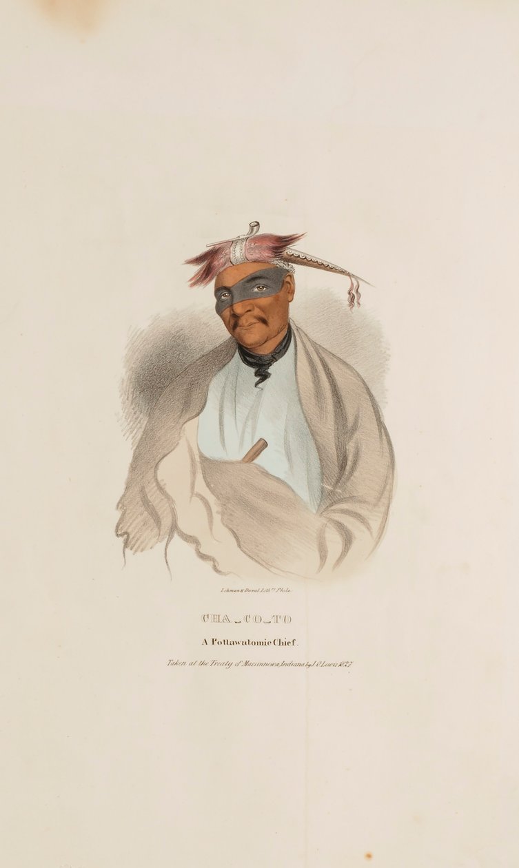 CHA-CO-TO, náčelník Pottowattomie, z portfolia domorodců od James Otto Lewis