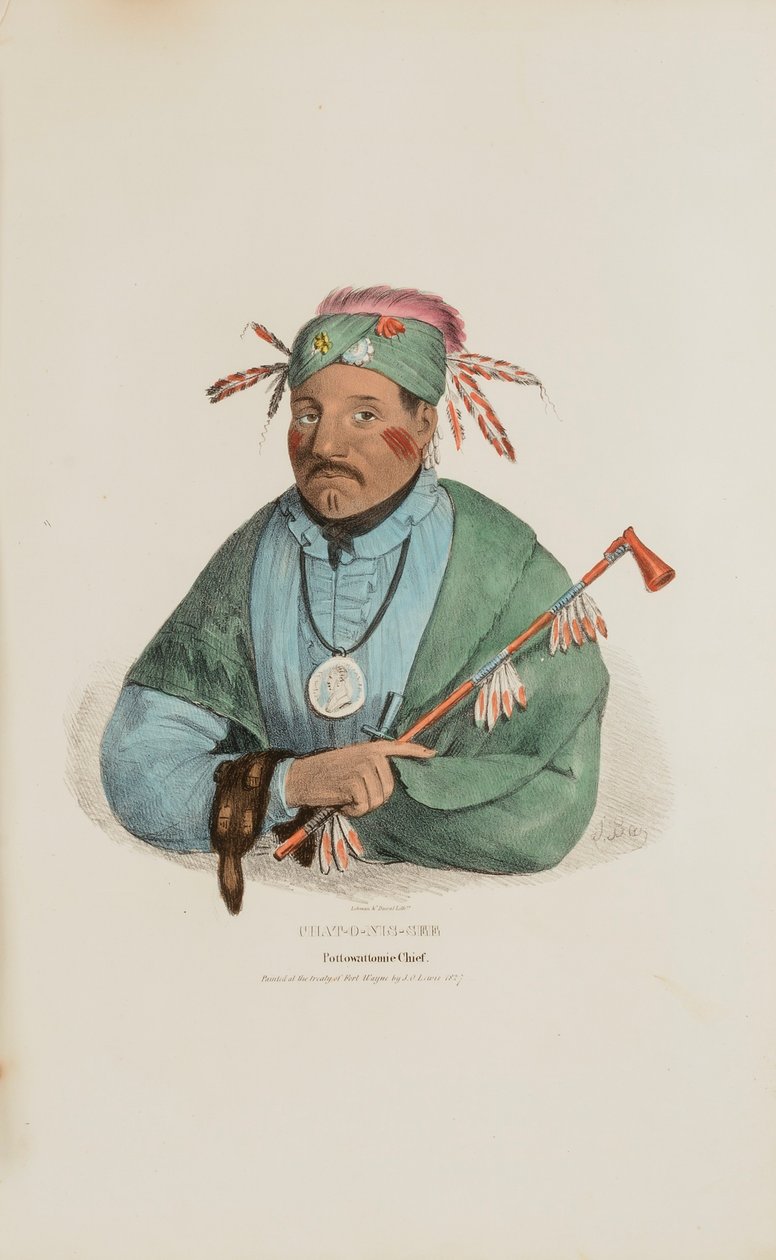 CHAT-O-MIS-SEE; náčelník Pottowattomie, z domorodého portfolia od James Otto Lewis