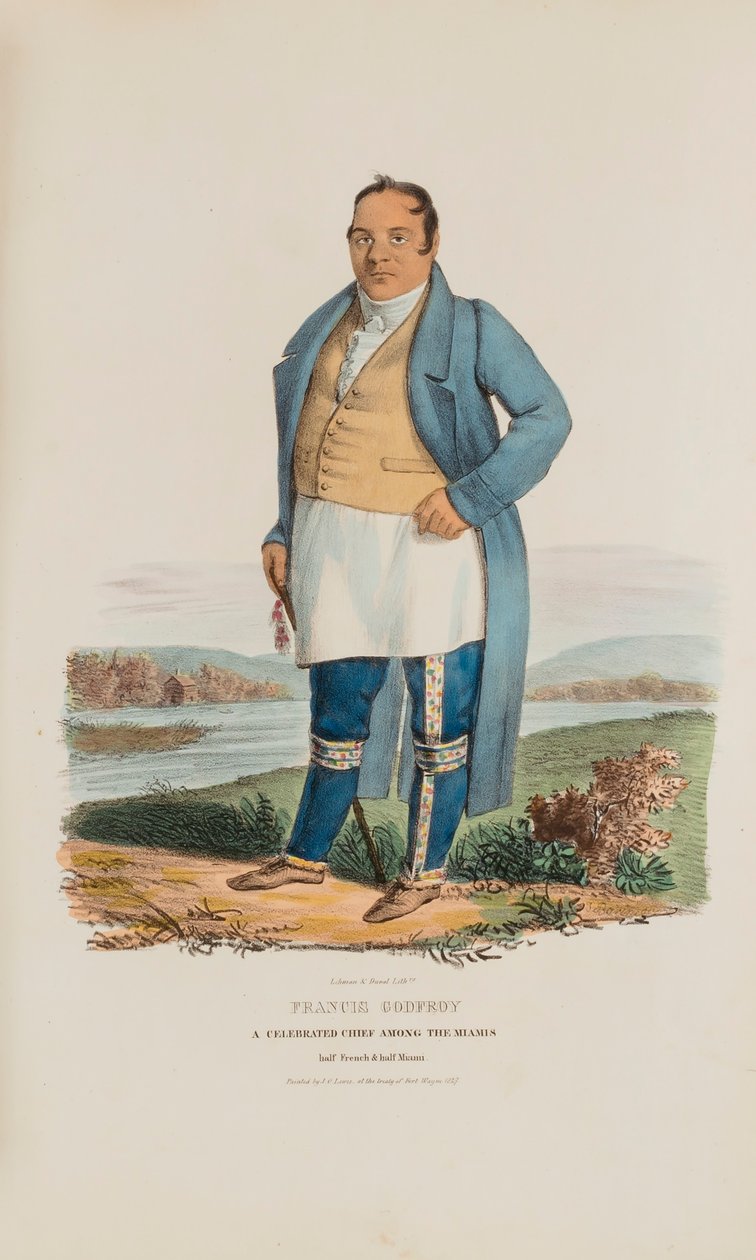 FRANCIS GODFROY; Slavný náčelník mezi Miamis, z The Aboriginal Portfolio od James Otto Lewis