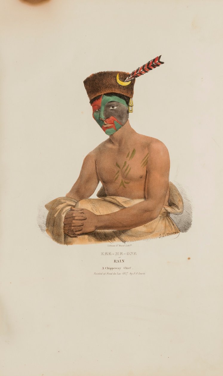 KEE-ME-ONE neboli Déšť; náčelník Chippewayů, z portfolia domorodců od James Otto Lewis