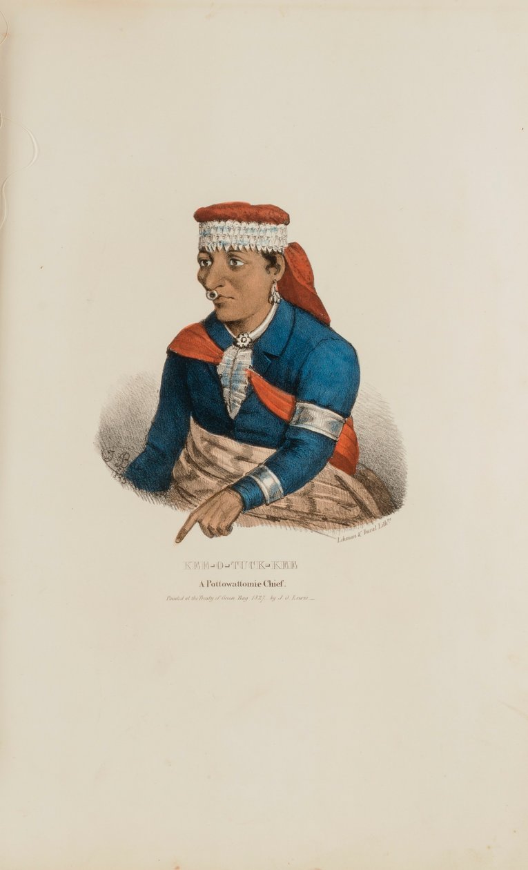 KEE-O-TUCK-KEE; náčelník Pottowattomie, z domorodého portfolia od James Otto Lewis