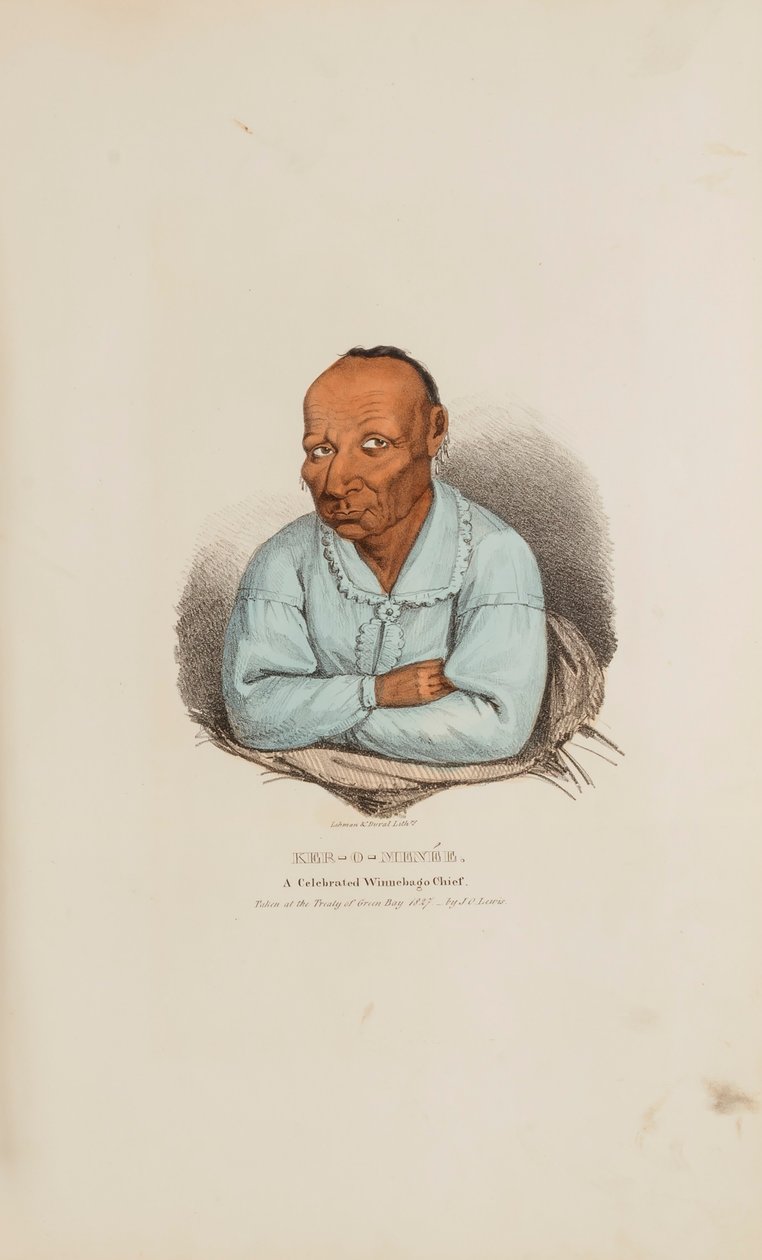 KER-O-MENEE; Slavný náčelník Winnebago, z The Aboriginal Portfolio od James Otto Lewis