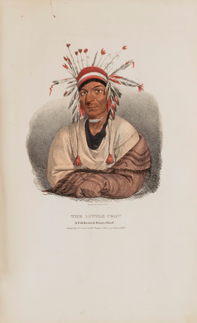THE LITTLE CROW, slavný náčelník Siouxů, z Aboriginal Portfolio od James Otto Lewis