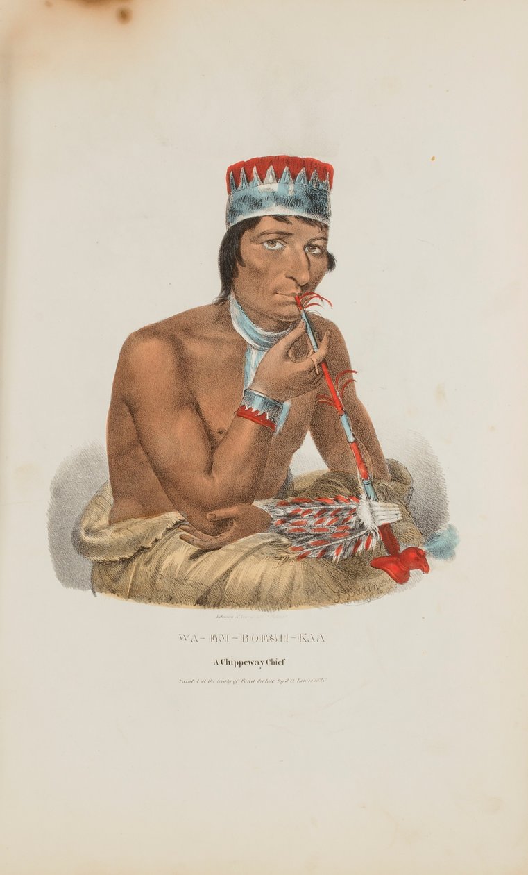 WA-EM-BOESH-KAA; náčelník Chippeway, z portfolia domorodců od James Otto Lewis