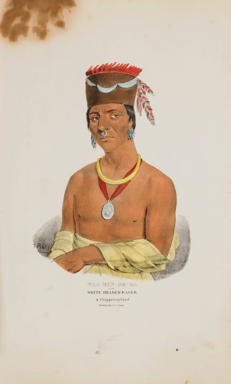 WAA-BIN-DE-BA neboli Orel s bílou hlavou; náčelník Chippeway, z portfolia domorodců od James Otto Lewis