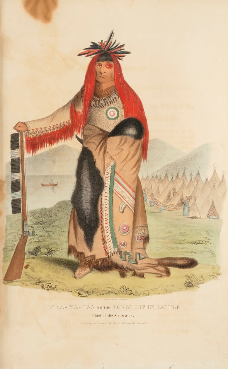 WAA-NA-TAA aneb Nejdůležitější v bitvě; náčelník kmene Siouxů, z The Aboriginal Portfolio od James Otto Lewis