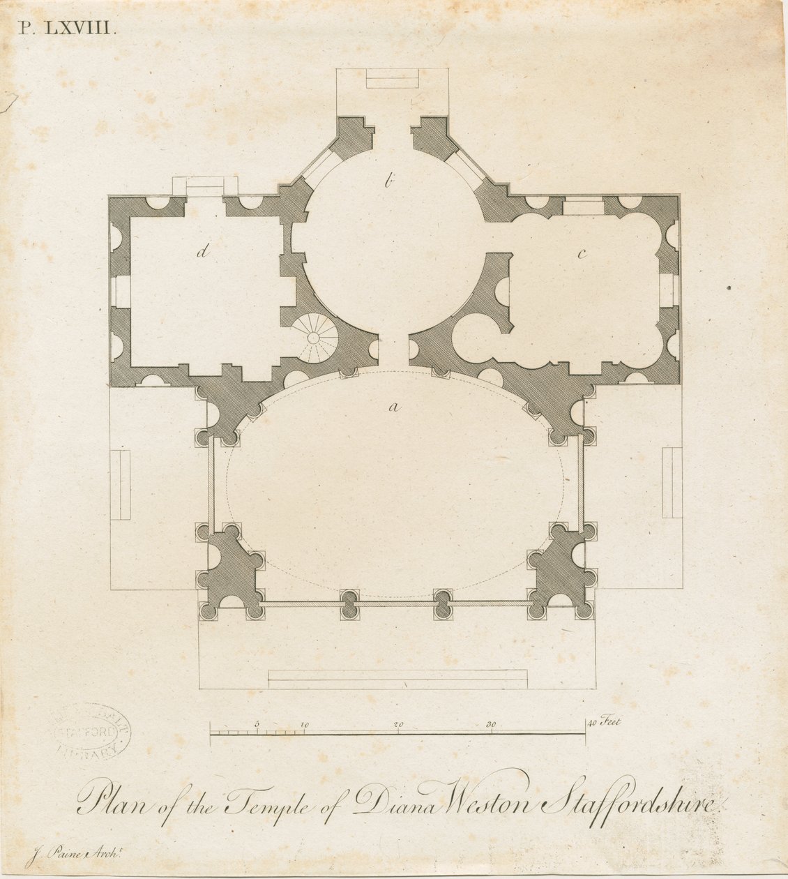 Weston-under-Lizard - The Temple of Diana: rytina, nd [c 1765-1770] (tisk) od James Paine