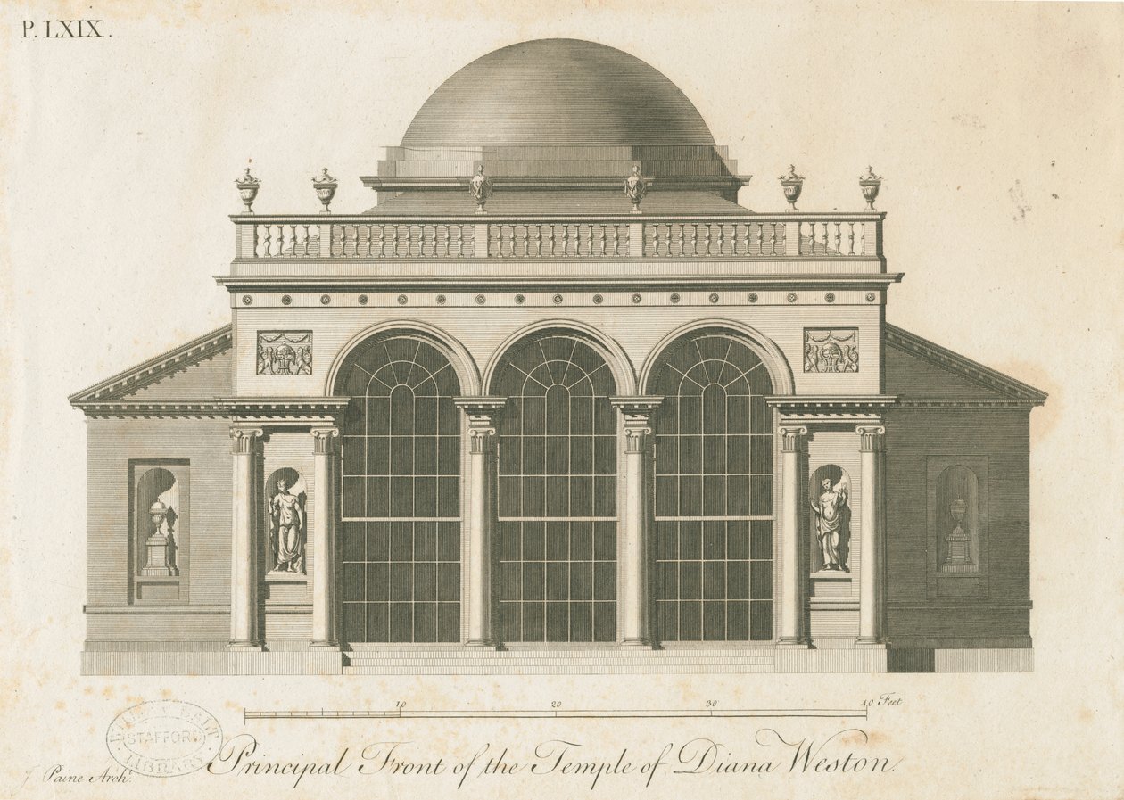 Weston-under-Lizard - The Temple of Diana: rytina, nd [c 1765-1770] (tisk) od James Paine