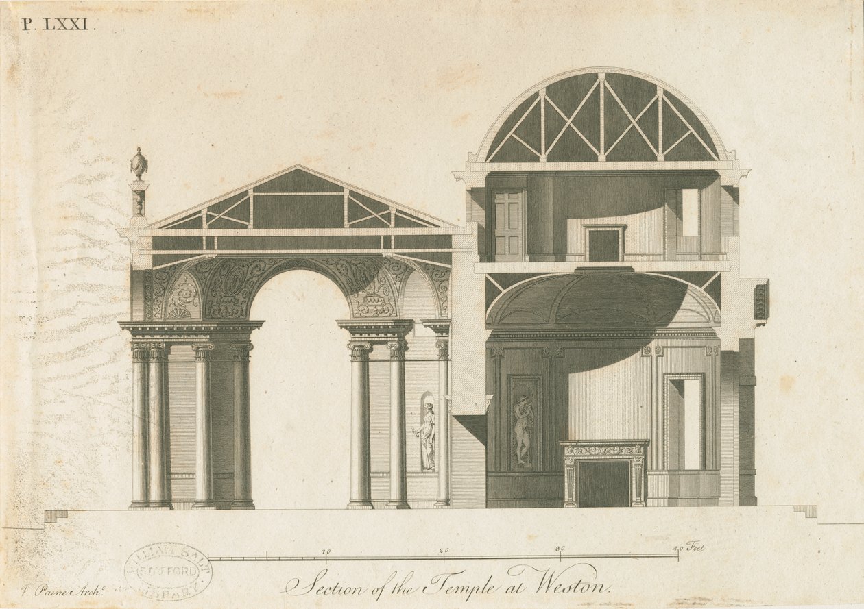 Weston-under-Lizard - The Temple of Diana: rytina, nd [c 1765-1770] od James Paine