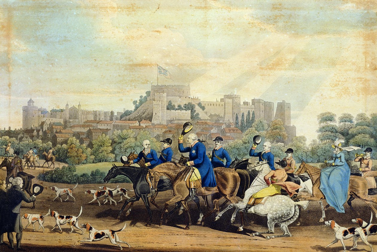 Jiří III. (1738-1820) Návrat z lovu, vyryl M. Dubourg, 1820 (akvatinta) od James Pollard