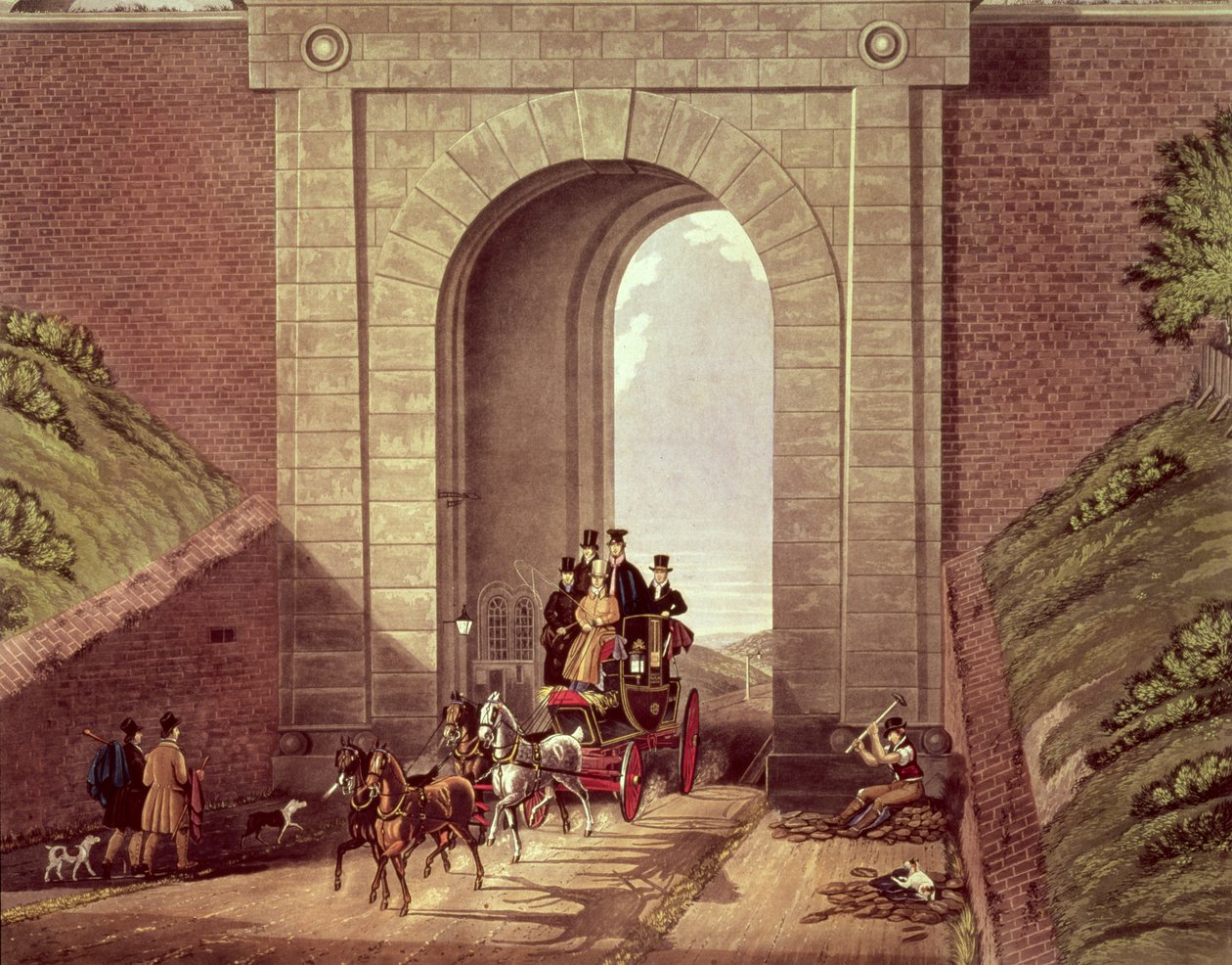 Highgate Tunnel, vyrytý Georgem Huntem, kolem roku 1830 od James Pollard