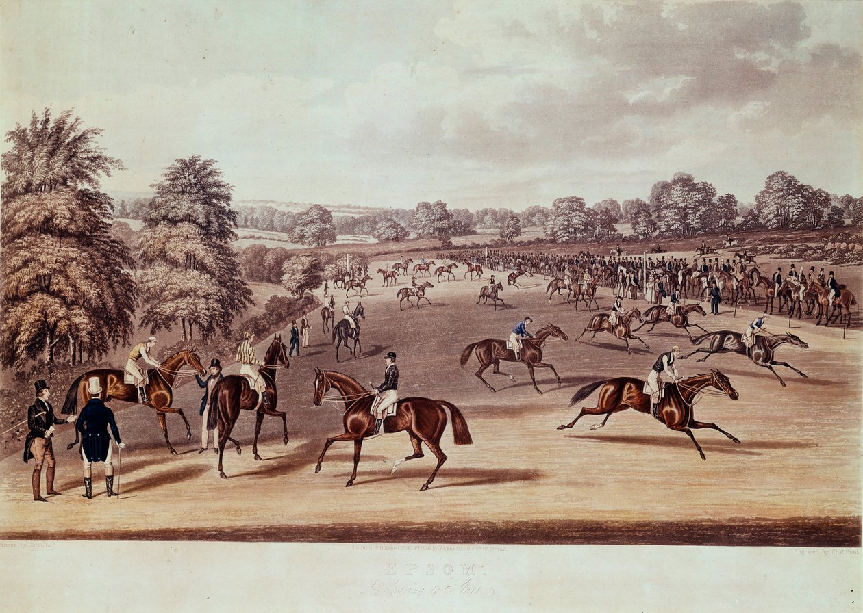 Dostihy v Epsomu před odjezdem Ilustrace James Pollard (1792-1867) Soukromá sbírka 19. století od James Pollard
