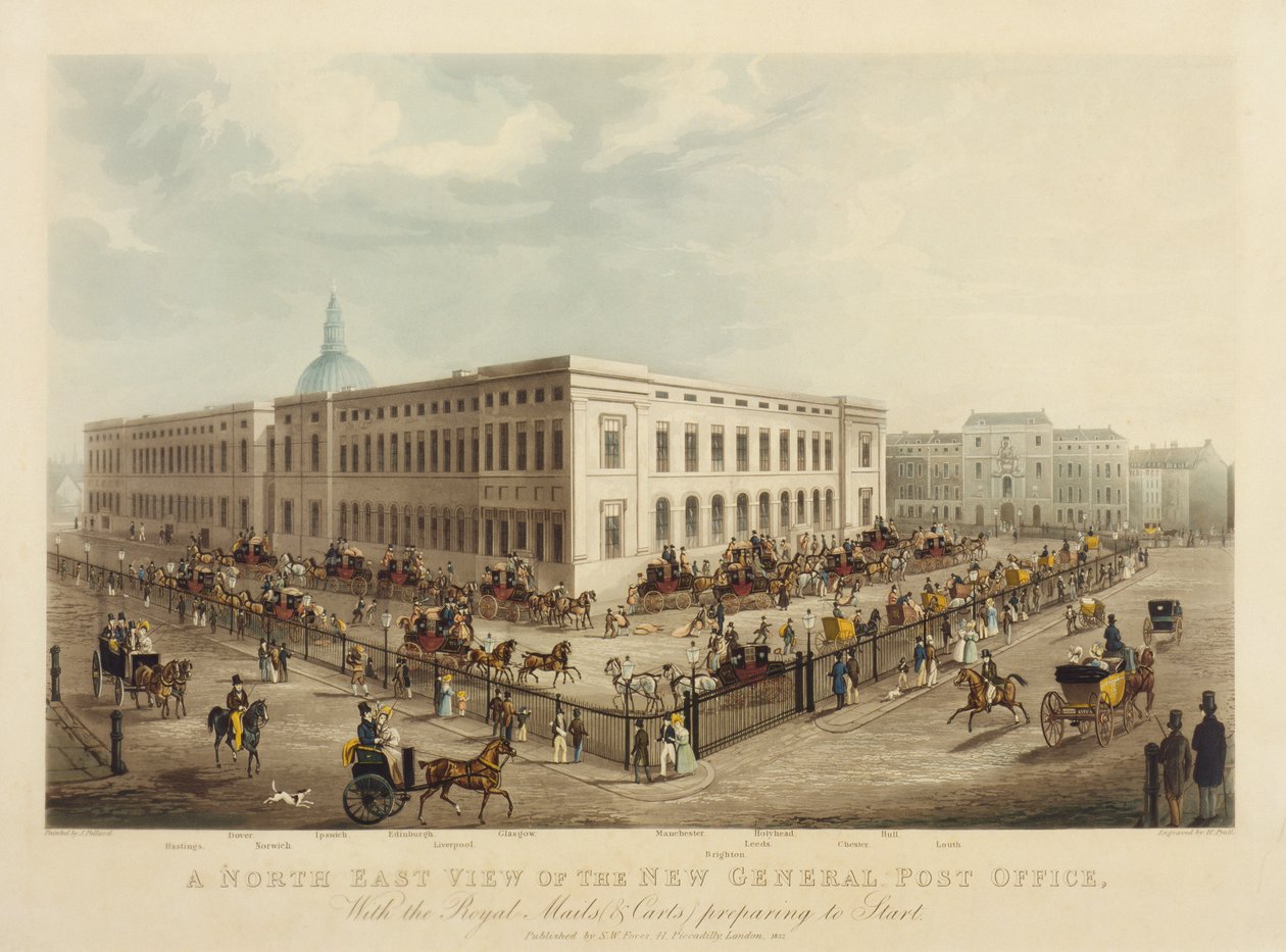 Severovýchodní pohled na New General Post Office, 1829 od James Pollard