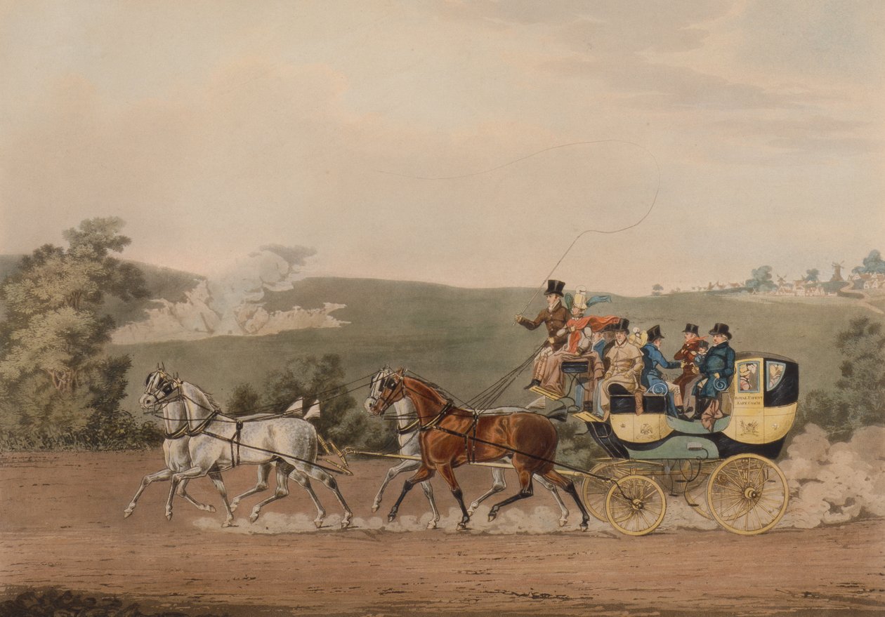 Patent Stage Coach (barevná rytina) od James Pollard