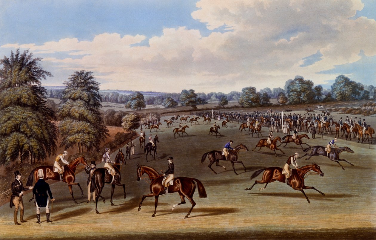 Příprava na start, tisk vytvořil Charles Hunt, 1836 (akvatinta) od James Pollard