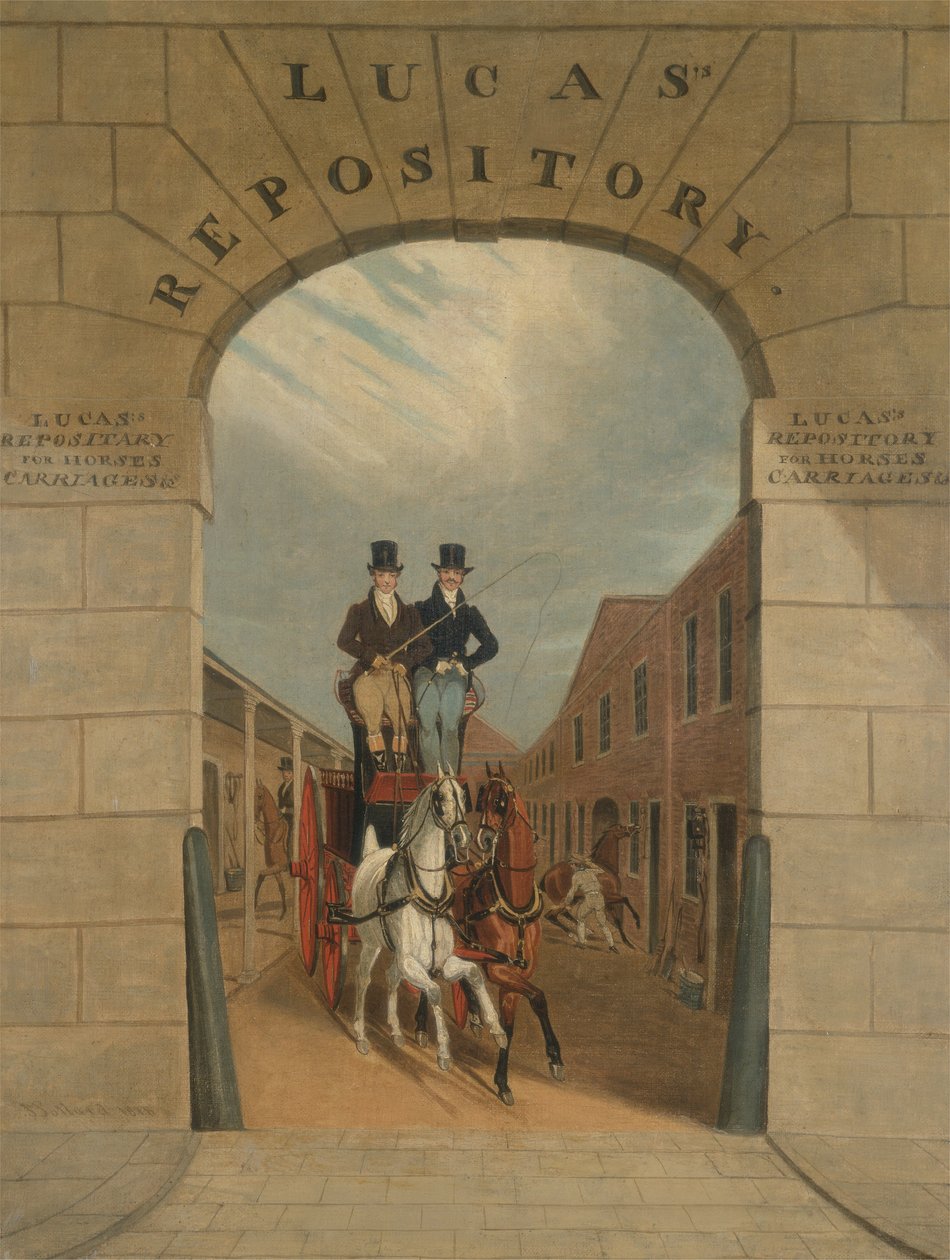 Školení páru v brzdě v Lucass Yard, Clerkenwell od James Pollard