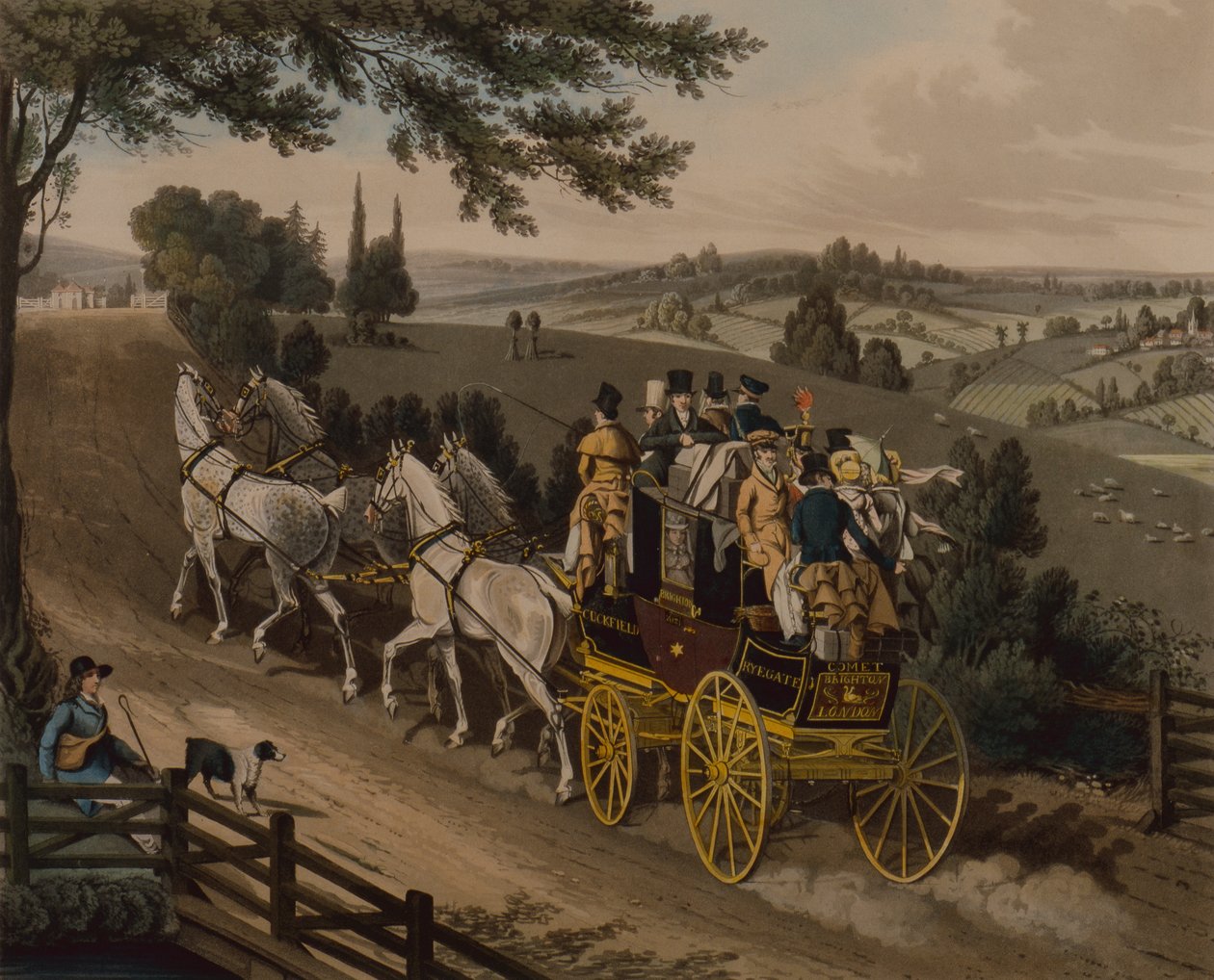 Stage Coach (barevná rytina) od James Pollard