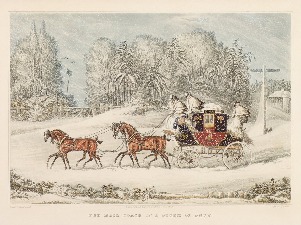 Poštovní autobus v bouři sněhu, 1825 od James Pollard