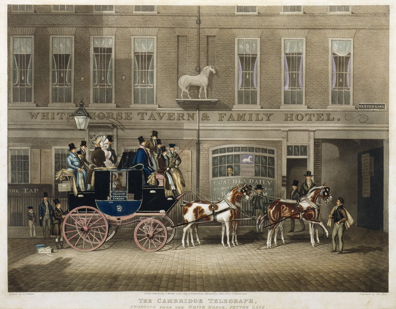 "The Cambridge Teelgraph", White Horse, Fetter Lane, Londýn od James Pollard