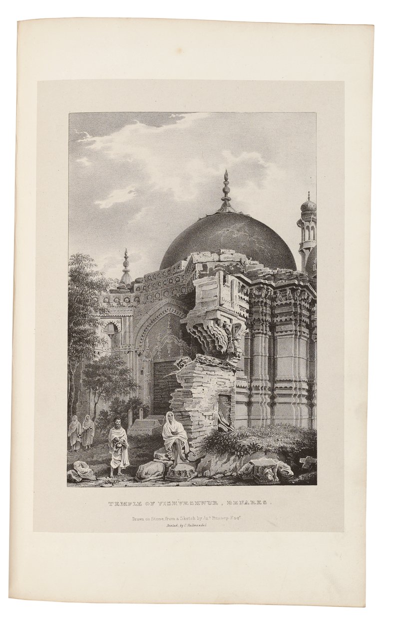 Chrám Višvešvúr, Benáres 1831-33 (litografie) od James Prinsep