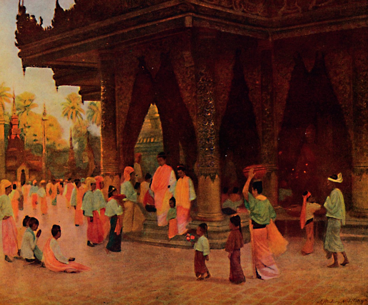 Uctívači ve svatyni Gautama, 1913 od James Raeburn Middleton