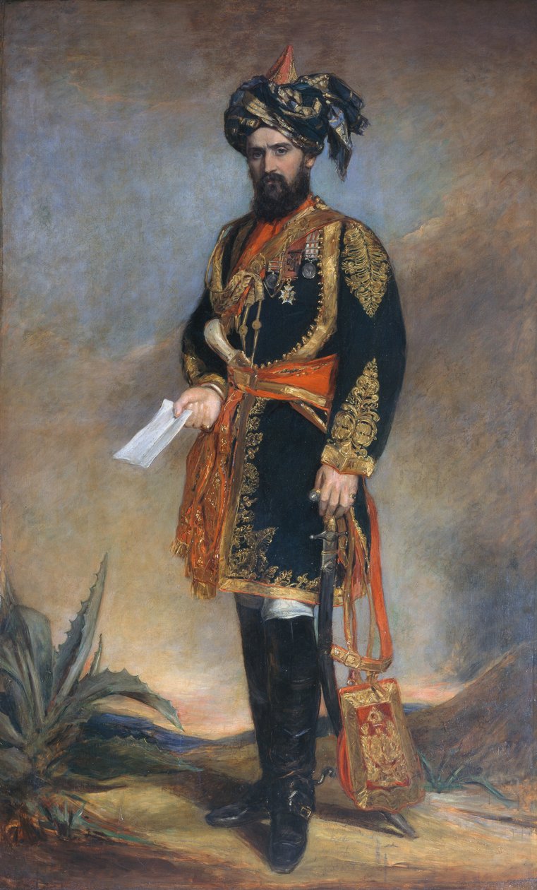 Plukovník Probyn CB VC (1833-1924) čestný ADC místokrále Indie a HMs Indian Cavalry, kolem roku 1867 od James Rannie Swinton