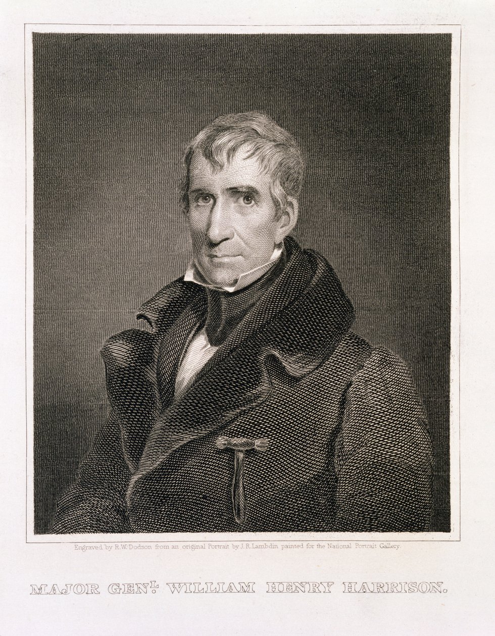 Generálmajor William Henry Harrison, vyrytý Richard W. Dodson (1812-67) od James Reid Lambdin