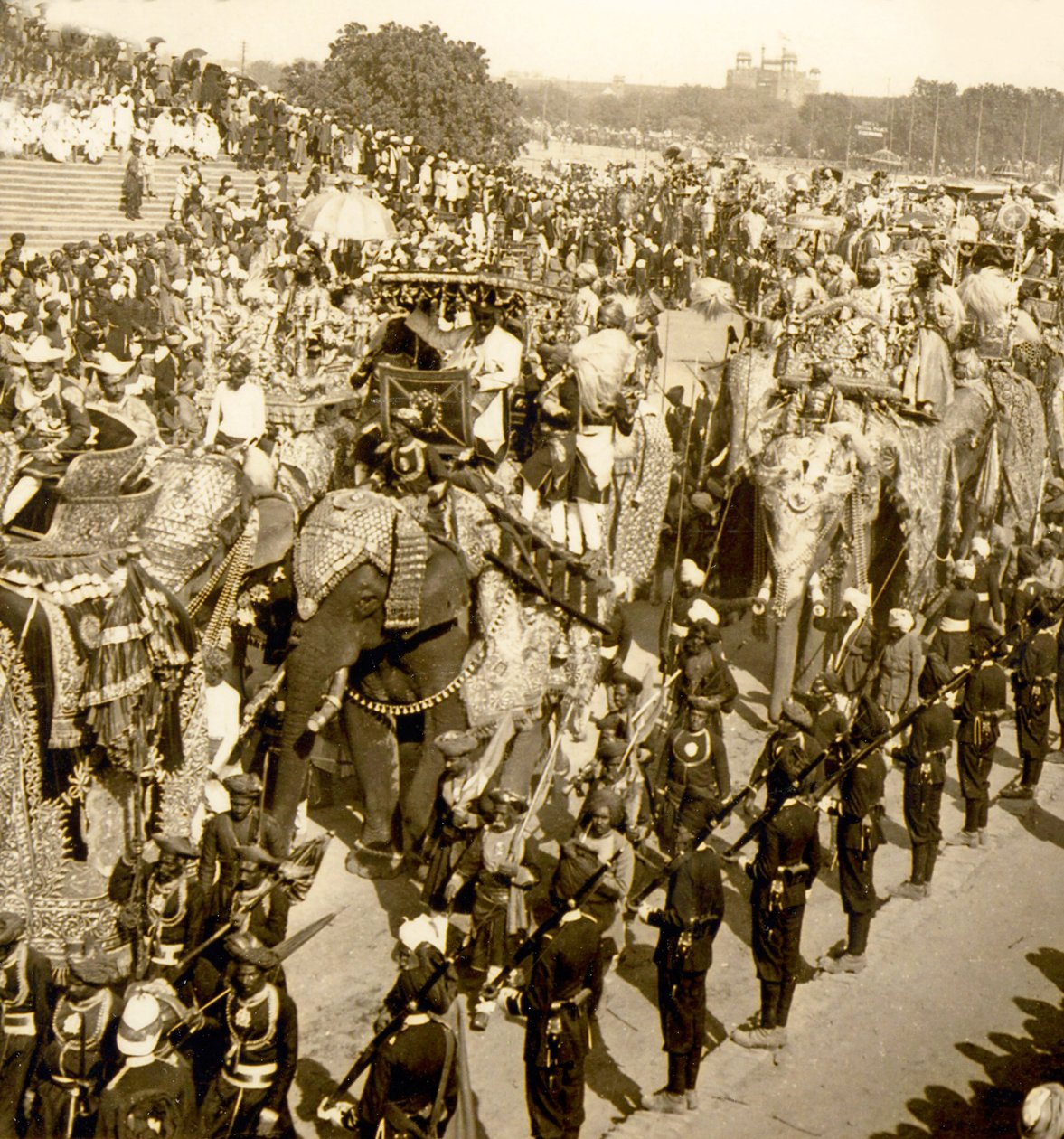 Velký Durbarský průvod, Dillí, Indie. 1903 (foto) od James Ricalton