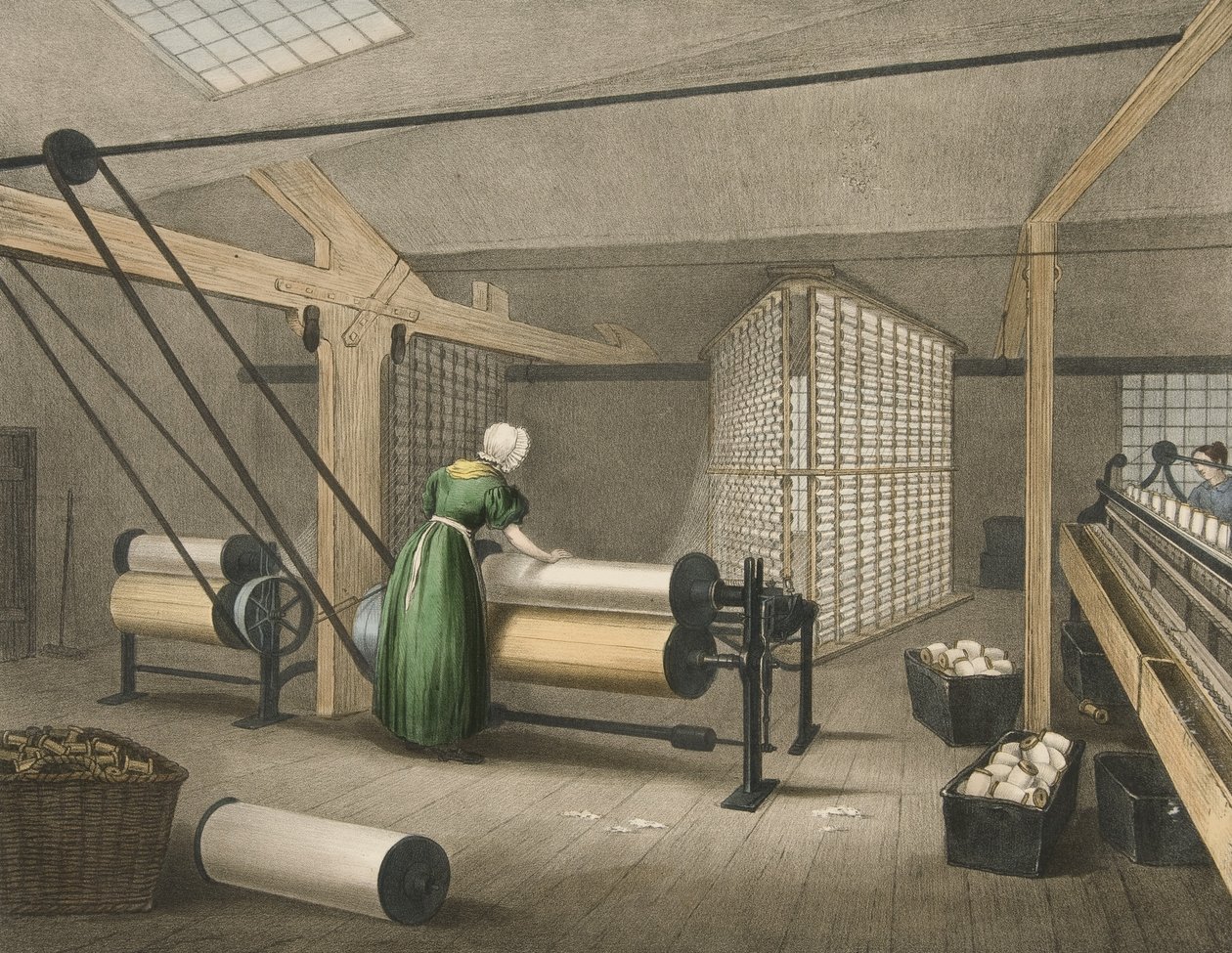 Pokřivení a namotání, Progress of Cotton č. 8, nakl. 1840 od James Richard Barfoot
