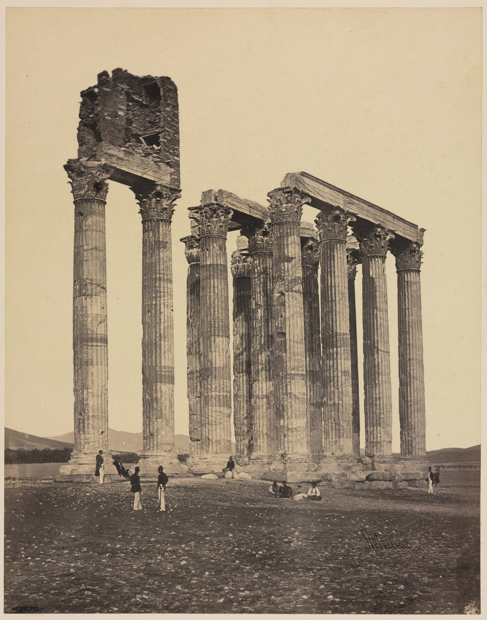 Chrám Jupitera Olympského, asi 1853 (albumenový tisk) od James Robertson