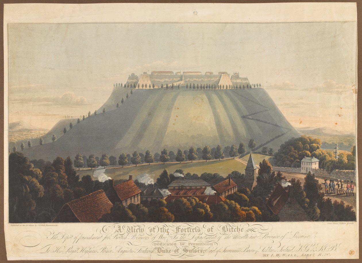 Pohled na pevnost Bitche. Sklad trestů pro britské válečné zajatce, 1799 od James Rouse