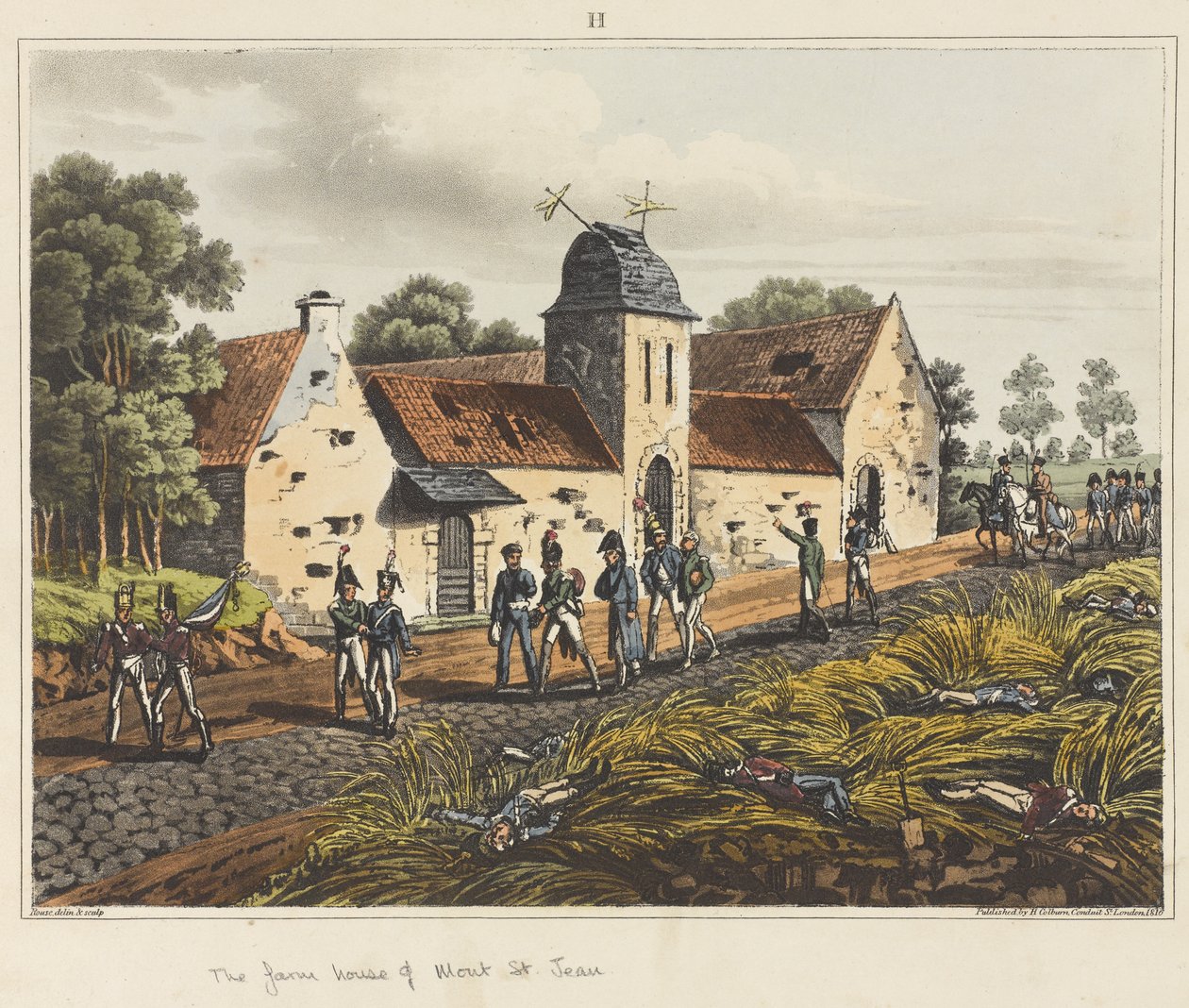 Statek Mont St Jean, z knihy "Historický popis bitvy u Waterloo od James Rouse