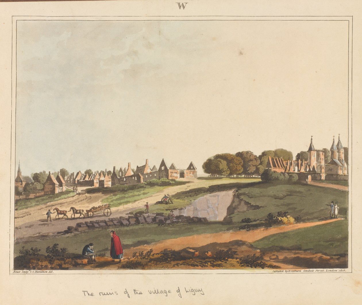 ?Zřícenina vesnice Ligny?, 1815 od James Rouse