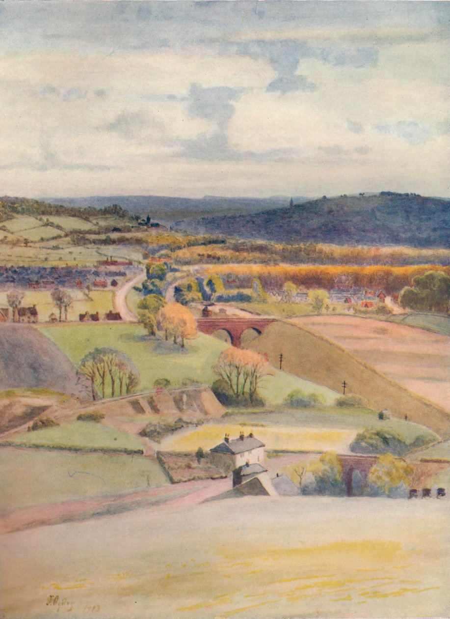 „Výhled na Merstham a Redhill, z Alderstead“, 1913, 1914 od James S Ogilvy