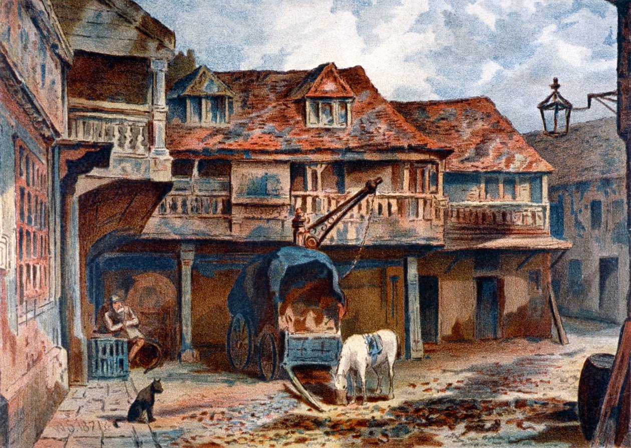 Courtyard of the Tabard Inn, Borough High Street, Southwark, Londýn, 1871 od James S Virtue