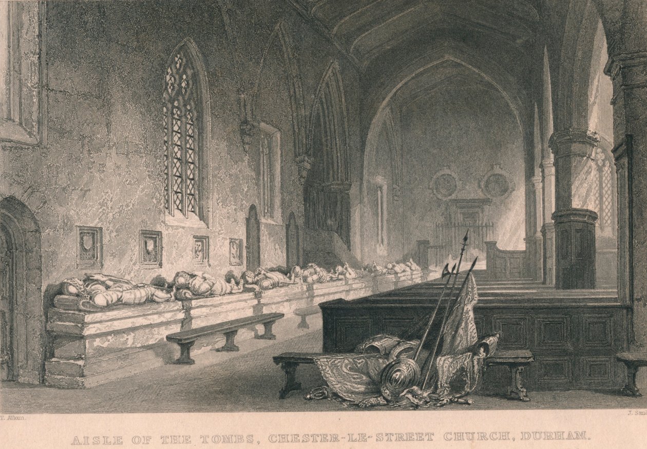 Ulička hrobek, Chester-Le-Street Church, Durham, 1834 od James Sands
